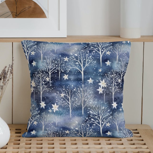 Watercolor Winter Wonderland Throw Pillow (Creator Uploaded)