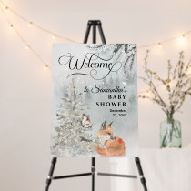 Watercolor winter woodland Baby Shower welcome  Foam Board