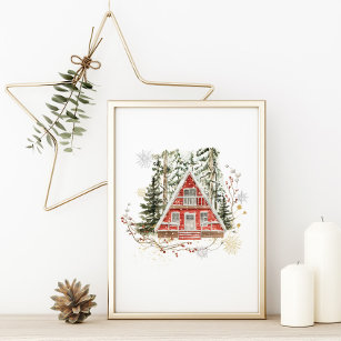 Watercolor Winter Woodland Chirtsmas Poster