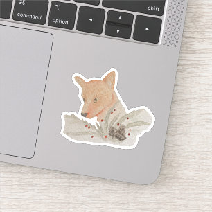 Watercolor Winter Woodland Fox Sticker
