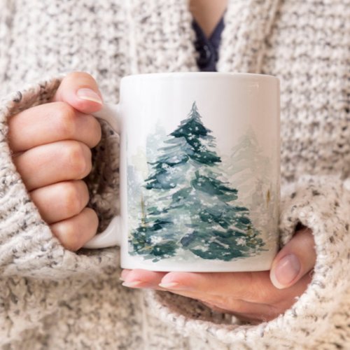 Watercolor Winter Woodland Tree Coffee Mug