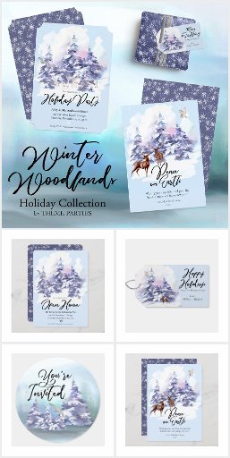 Watercolor Winter Woodlands Holiday Collection