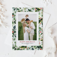 Watercolor Winterberry and Variegated Leaves Photo