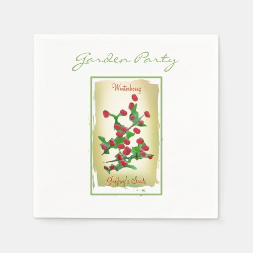 Watercolor Winterberry Seed Packet Napkins