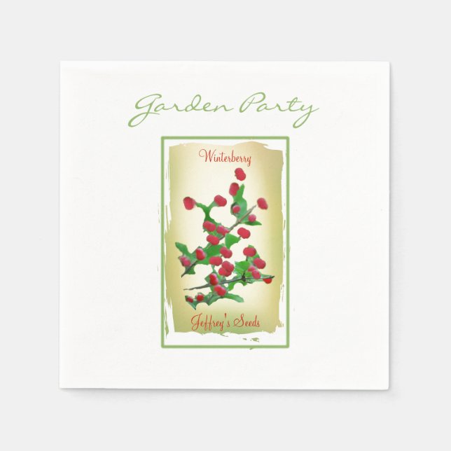 Watercolor Winterberry Seed Packet Napkins (Front)
