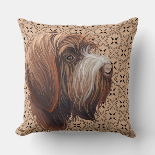 WATERCOLOR WIREHAIRED POINTING GRIFFON DOG FACE THROW PILLOW