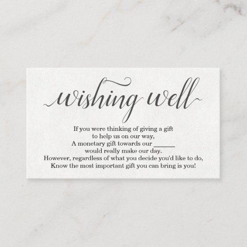 Watercolor Wishing Well for Wedding Invitation - Wishing Well Card Insert - A lovely invitation enclosure for a wedding invitation, suggesting monetary gifts to your guests.  The white background on the front contrasts nicely with the sage green watercolors on the reverse side.