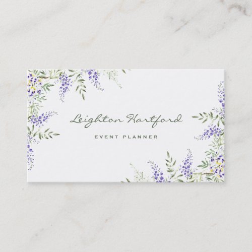 Watercolor Wisteria and Greenery Business Card