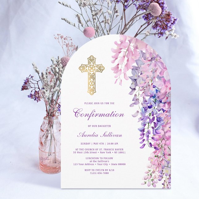 Watercolor Wisteria Arch Confirmation Invitation (Creator Uploaded)