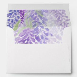 Watercolor Wisteria Blooms Romantic Wedding Envelope