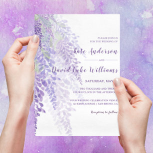 Watercolor Wisteria Blooms Romantic Wedding Invitation