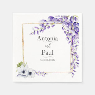Watercolor Wisteria Blooms Wedding Napkins