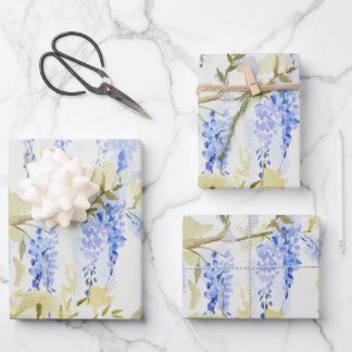 Watercolor Wisteria Blue Floral wrapping paper