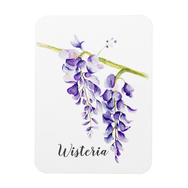 Watercolor Wisteria Botanical Magnet (Vertical)