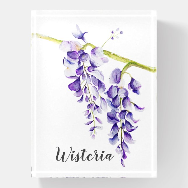 Watercolor Wisteria Botanical Paperweight (Vertical)