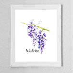 Watercolor Wisteria Botanical Poster at Zazzle