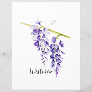 Watercolor Wisteria Botanical Scrapbook Paper