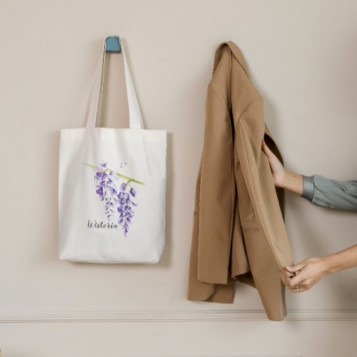 Watercolor Wisteria Botanical   Tote Bag