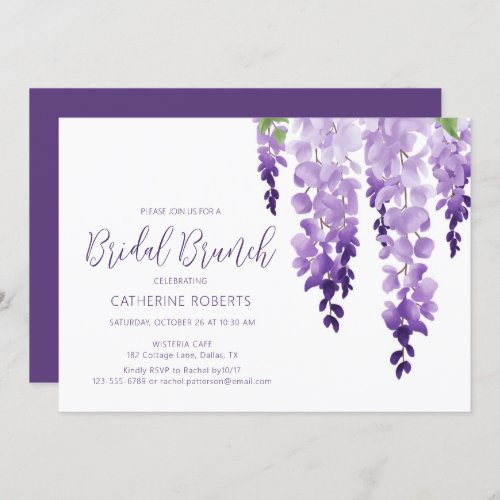 Watercolor Wisteria Bridal Brunch Elegant Floral Invitation