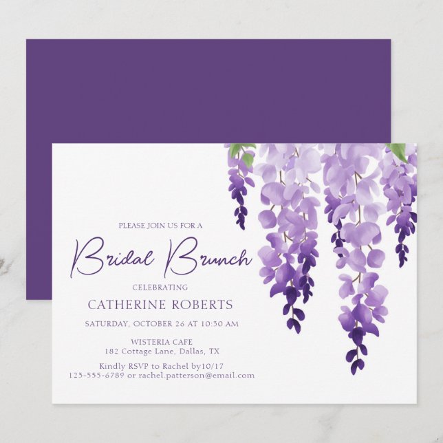 Watercolor Wisteria | Bridal Brunch Invitation (Front/Back)