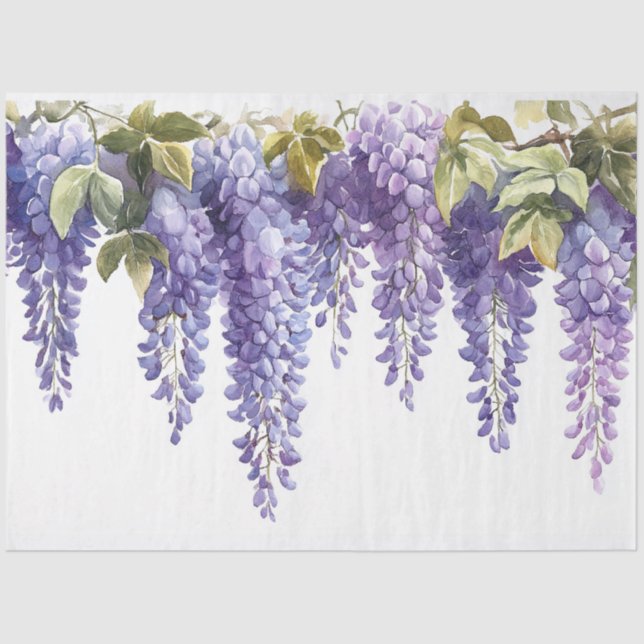 Watercolor Wisteria Decoupage Tissue Paper (Front)