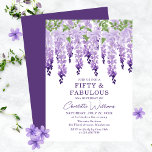 Watercolor Wisteria Fifty & Fabulous Floral Chic Invitation<br><div class="desc">Watercolor Wisteria Fifty & Fabulous Floral Chic features elegant watercolor wisteria flowers in soft lavender and purple with green leaves on a white background with your 50th birthday invitation information below. Personalize by editing the text in the text boxes provided. Designed for you by ©Evco Studio www.zazzle.com/store/evcostudio</div>