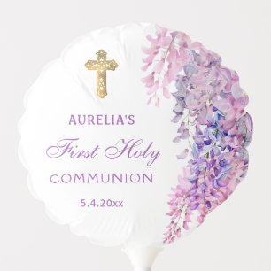 Watercolor Wisteria First Communion Balloon