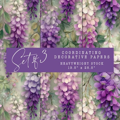 WATERCOLOR WISTERIA FLORAL DECORATIVE PAPER SET