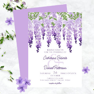 Watercolor Wisteria Floral Elegant Scipt Wedding Invitation