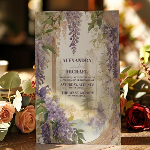 Watercolor Wisteria Floral Elegant Wedding Invitation