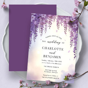 Watercolor Wisteria Floral Elegant Wedding Invitation