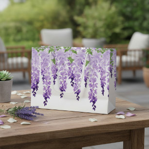 Watercolor Wisteria Floral Large Gift Bag