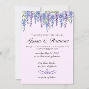 Watercolor Wisteria Floral Wedding Invitation