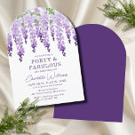 Watercolor Wisteria Forty & Fabulous Floral Chic Invitation<br><div class="desc">Watercolor Wisteria Forty & Fabulous Floral Chic features elegant watercolor wisteria flowers in soft lavender and purple with green leaves on a white background with your 40th birthday invitation information below. Personalize by editing the text in the text boxes provided. Designed for you by ©2024 Evco Studio www.zazzle.com/store/evcostudio</div>