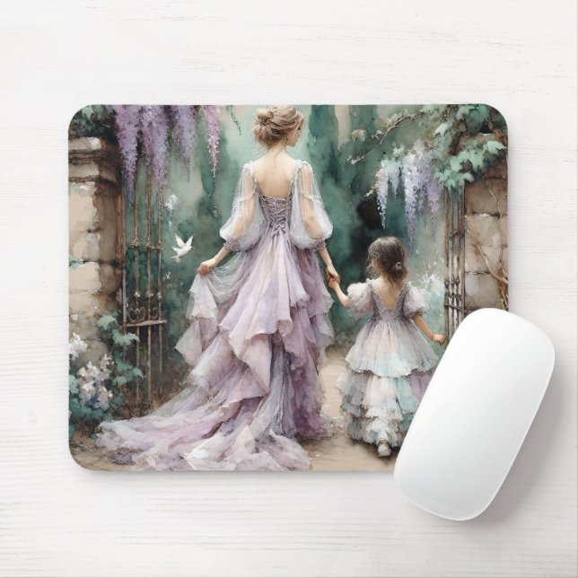 Watercolor Wisteria Garden Mouse Pad (With Mouse)