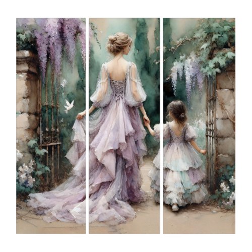 Watercolor Wisteria Garden Triptych