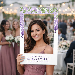 Watercolor Wisteria Lilac Purple Wedding Selfie Frame