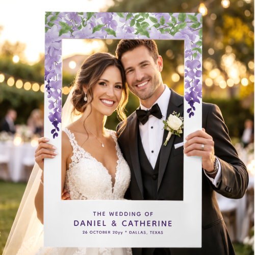 Watercolor Wisteria Lilac Purple Wedding Selfie Frame