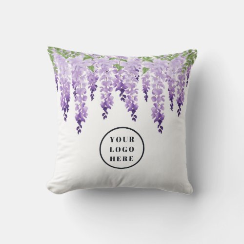Watercolor Wisteria Personalized Add Your Logo Throw Pillow