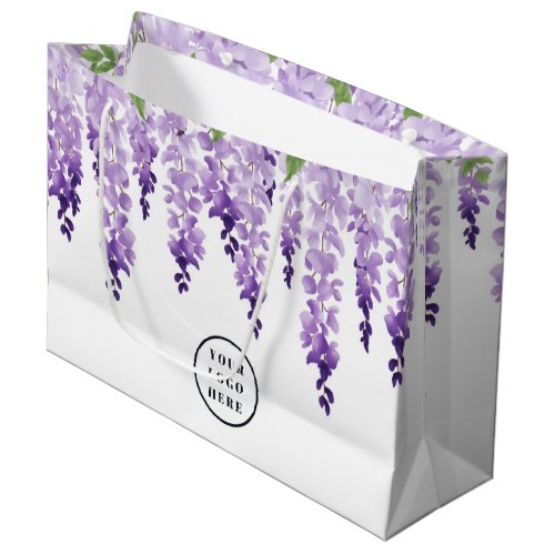 Watercolor Wisteria Personalized Logo  Corporate Large Gift Bag