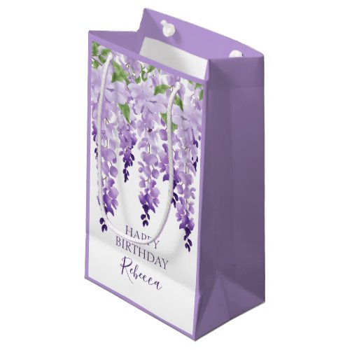 Watercolor Wisteria Personalized Name  Birthday Small Gift Bag