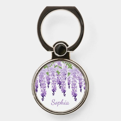 Watercolor Wisteria Personalized Name Phone Ring Stand