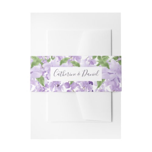 Watercolor Wisteria Personalized Name  Wedding Invitation Belly Band