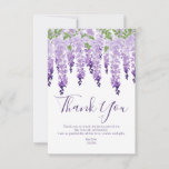 Watercolor Wisteria Photo | Bat Mitzvah Thank You Card<br><div class="desc">This design features elegant watercolor wisteria flowers in soft lavender and purple with green leaves on a white background with your Bat Mitzvah Thank You message below. On the reverse add your favorite photo. Personalize by editing the text in the text boxes and adding your image. Designed for you by...</div>