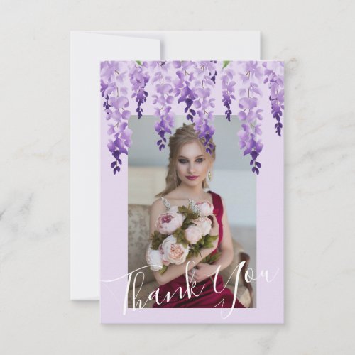 Watercolor Wisteria Photo  Bat Mitzvah Thank You Card