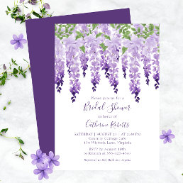 Watercolor Wisteria Purple Floral Bridal Shower Invitation