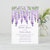 Watercolor Wisteria Purple Floral Bridal Shower Invitation (Standing Front)