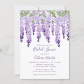 Watercolor Wisteria Purple Floral Bridal Shower Invitation (Front)