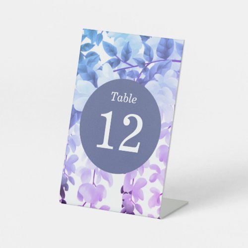 Watercolor Wisteria Purple Floral Table Numbers Pedestal Sign