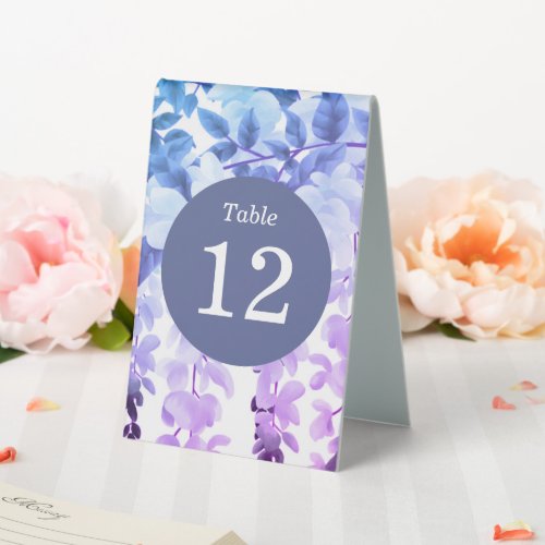 Watercolor Wisteria Purple Floral Table Numbers Table Tent Sign
